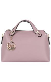 Розовая кожаная сумка с брелком La Reine Blanche