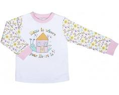 Пижама для девочки Barkito «Любимый сад», верх - белый с рисунком, низ - розовый