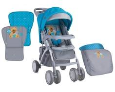 Коляска прогулочная Lorelli «Rio» с накидкой на ножки Blue/Grey Hello Bear