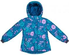 Куртка для девочки Barkito, мятная с рисунком «цветы»
