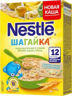 Каша молочная Nestle «Шагайка» 5 злаков с кусочками яблока, банана и грушей с 12 мес. 200 г