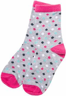Носки для девочки Barkito, серые с рисунком в горошек