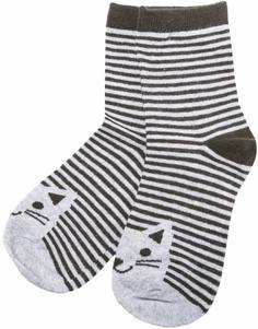 Носки для девочки Barkito, серые с рисунком в полоску