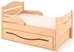 Кроватка Дом бука «Ростушка 2» 70 см с бортиками, ящиком и матрасом, лакированный бук