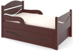 Кроватка Дом бука «Ростушка 2» 70 см с бортиками, ящиком и матрасом, венге