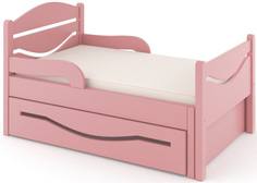 Кроватка Дом бука «Ростушка 2» 70 см с бортиками, ящиком и матрасом, розовый