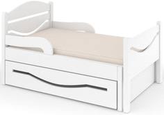 Кроватка Дом бука «Ростушка 2» 80 см с бортиками, ящиком и матрасом, белый