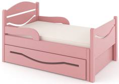 Кроватка Дом бука «Ростушка 2» 80 см с бортиками, ящиком и матрасом, розовый