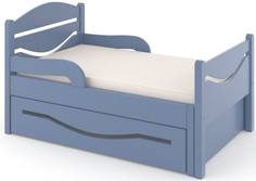 Кроватка Дом бука «Ростушка 2» 80 см с бортиками, ящиком и матрасом, голубой