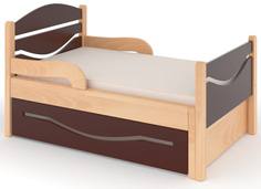 Кроватка Дом бука «Ростушка 2» 80 см с бортиками, ящиком и матрасом, венге/лакированный бук