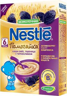 Каша безмолочная Nestle «Помогайка» из овса и пшеницы с черносливом с 6 мес. 200 г