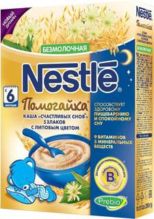 Каша безмолочная Nestle «Помогайка» Счастливых снов 5 злаков с липовым цветом с 6 мес. 200 г