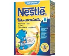 Каша молочная Nestle «Помогайка» йогуртная 3 злака с бананом и клубникой с 8 мес. 200 г