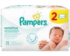 Влажные салфетки Pampers «Sensitive» с запасным блоком, 2х56 шт.