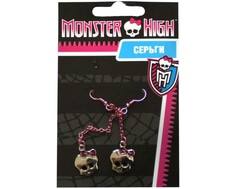Серьги Monster High «Череп» розовый