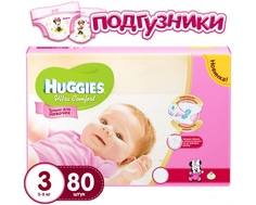 Подгузники Huggies Ultra Comfort для девочек 3 (5-9кг) 80 шт.