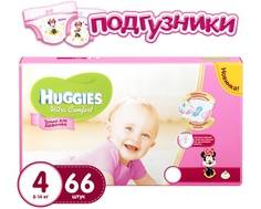 Подгузники Huggies Ultra Comfort для девочек 4 (8-14кг) 66 шт.