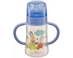 Бутылочка Happy Baby «Baby Bottle» с ручками и соской из силикона с рождения, 250 мл. в ассортименте