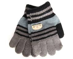 Перчатки для мальчика &quot;Хамелеон&quot; темно - серые, в полоску