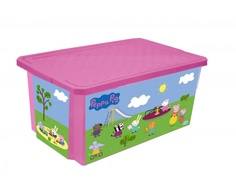 Ящик для игрушек Little Angel «X-BOX Свинка Пеппа» на колесах розовый 57 л