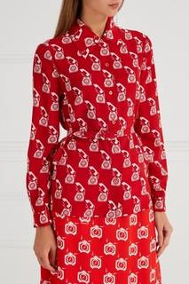 Шелковая блузка с поясом Miu Miu