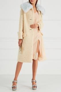 Серебристые босоножки с кристаллами Miu Miu