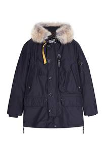 Синяя парка с мехом на капюшоне Parajumpers