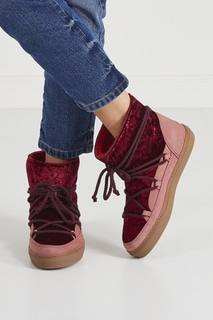 Бордовые ботинки-луноходы с бархатом Inuikii