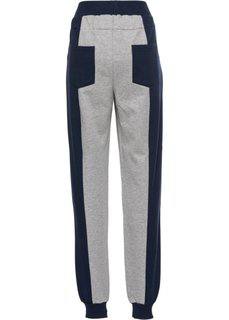 Трикотажные брюки (светло-серый меланж/синий) Bonprix