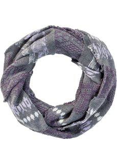 Вязаный шарф-снуд (светло-серый меланж/лиловый матовый/кремовый) Bonprix