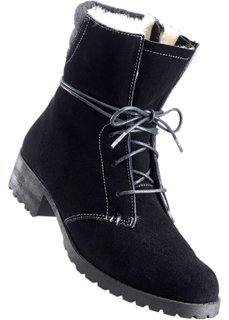 Замшевые ботинки на шнурках (черный) Bonprix