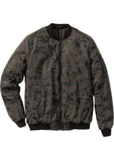 Куртка Regular Fit из искусственной кожи (черный/серый камуфляжный) Bonprix