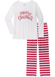 Пижама из органического хлопка (темно-красный/белый) Bonprix