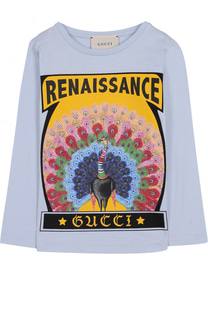 Хлопковый лонгслив с принтом Gucci