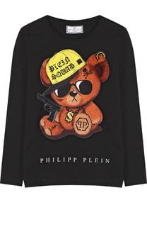 Хлопковый лонгслив с принтом Philipp Plein