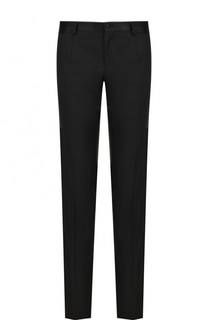 Шерстяные брюки прямого кроя с шелковой отделкой Dolce &amp; Gabbana