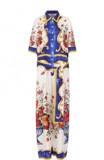 Шелковый комбинезон с принтом и поясом Dolce &amp; Gabbana