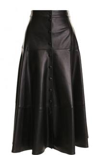 Однотонная кожаная юбка-миди Michael Kors