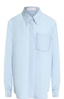 Однотонная шелковая блуза прямого кроя Victoria Beckham