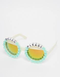 Круглые солнцезащитные очки с зеркальными линзами Rad + Refined Beach Please - Синий