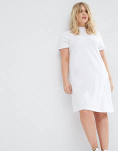 Платье-футболка с высокой горловиной ASOS CURVE - Белый