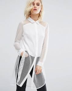 Длинная сетчатая рубашка River Island - Белый