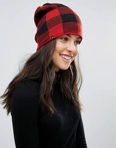 Черно-красная шапка-бини на флисовой подкладке Plush - Черный