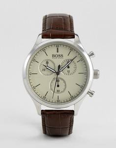 Часы с хронорафом и коричневым ремешком BOSS By Hugo Boss 1513544 - Коричневый