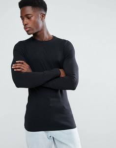 Удлиненный лонгслив с круглым вырезом ASOS - Черный
