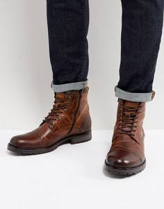 Кожаные ботинки на подкладке из искусственного меха Jack & Jones - Коричневый