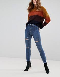 Супероблегающие джинсы с завышенной талией New Look - Синий