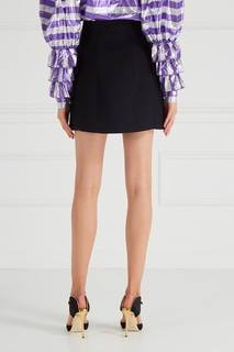 Шерстяная юбка с декорированными пуговицами Alessandra Rich