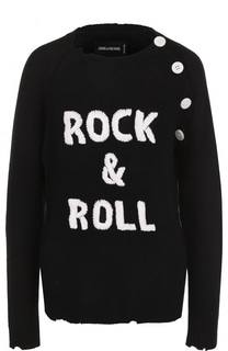 Кашемировый пуловер с контрастной надписью Zadig&amp;Voltaire
