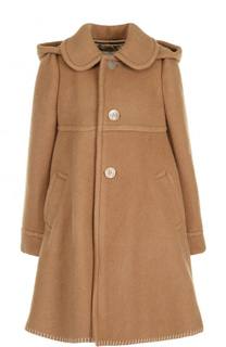 Двубортное шерстяное пальто с капюшоном Comme des Garcons GIRL